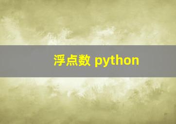 浮点数 python